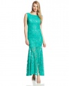 Jump Women's Sleeveless Floral Lace Gown, Jade, 3/4