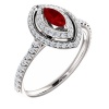 18K White Gold 6x3 Marquise Cut Ruby and Diamond Ring