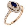 18K Rose Gold 6x3 Marquise Cut Sapphire and Diamond Ring