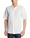 Cubavera Men's Short Sleeve Blend Embroidered Panel and Print Detail Shirt