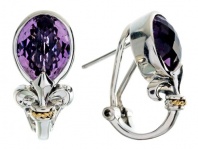 Balissima By Effy Collection Sterling Silver and 18k Yellow Gold Fleur de Lis Amethyst Earrings