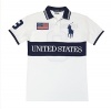 Polo Ralph Lauren Men Custom Fit United States Flag Polo Shirt (XL, White/Navy/Red)