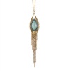 Alexis Bittar Feathered Tassel Pendant In Gold With Amazonite And Clear Pave Crystals Necklace