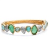 Alexis Bittar Stacking Hinge Bracelet In Gold With Amazonite, Chrysoprase And Clear Pave Crystals