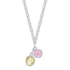 Judith Ripka Two Stone Drop Necklace with Pink and Canary Crystal