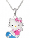 Girls' Hello Kitty Silver-Plated Brass Skateboard Pendant Necklace