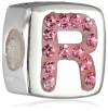 Hello Kitty Girls Sterling Silver Enamel and Crystal Initial Bead Charms
