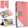 myLife Natural Bright Salmon Pink and White - Modern Design - Koskin Faux Leather (Card, Cash and ID Holder + Magnetic Detachable Closing) Slim Wallet for NEW Galaxy S5 (5G) Smartphone by Samsung (External Rugged Synthetic Leather With Magnetic Clip + Int