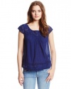 Jessica Simpson Women's Pamplona Peasant Top, Blue Depths, Small