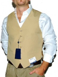 Polo Ralph Lauren Mens Safari Dress Suit Cotton Vest Brown Tan Italy 40R