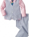 Izod Little Boys' Seersucker Vest Set, Slate Blue, 4T/4