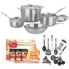 Cuisinart MCP-7N MultiClad Pro Stainless-Steel 7-Piece Cookware Set + Kamenstein Mini Spatula Spice Set + Accessory Kit