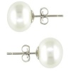 Authentic Freshwater White Pearl Earrings with Stainless Steel Hypoallergenic Backs (6-6.5mm)
