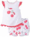 ABSORBA Baby-Girls Infant Cherry Short Set, White/Pink, 12 Months