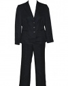 Tahari by ASL Cathy Heringbone Jacket & Pants Suit Black