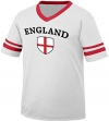 England Flag Shield International Soccer Ringer T-Shirt, English Pride Mens V-Neck T-shirt