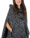 Jessica Simpson Gray Leopard Hooded Wool-Blend Cape Jacket Coat