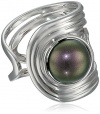 Majorica 10mm Mabe Pearl Sterling Silver Cuff Ring, Size 7