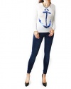 Women's Anchor Design Printed Round Neck Fashion Sweatshirt