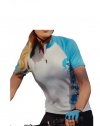Ladies Sublimated Turquoise Print Cycling Biking Jersey