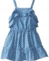 Sweet Heart Rose Little Girls' Dot Print Dress, Chambray, 4