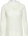 IT'S OUR TIME Lurex Cowl Neck Crochet Knit Sweater [56759/RACC-A/CRM], CRM, MED