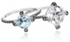 Judith Jack Aurora Sterling Silver, Marcasite, Blue Topaz and Cubic-Zirconia Ring, Size 8