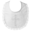Lauren Madison baby girl Christening Baptism Infant cross Embroidered Bib, White, One Size