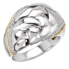 925 Silver & Diamond Woven Ring with 18k Accents (0.12ctw)- Sizes 6-8