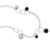 CleverEve Designer Series Sterling Silver Oval Links, Brushed Satin Beads & Black Onyx Necklace w/ 23.5 Rolo Chain & Lobster Clasp