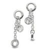 CleverEve Designer Series Sterling Silver Dangling Post Earrings 37 x 11mm w/ White CZ, Circle, & Rope Chains