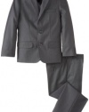 Calvin Klein Dress Up Big Boys' Speckled Stripe Vest Suit, Black, 8