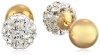 14k Yellow Gold and Crystal Ball-Back Reversible Stud Earrings