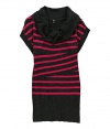 Bcx Womens Striped Sweater Dress Hotpink L