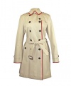 Burberry Brit Woman's Beige Bromstead Double Breasted Trench Coat With Contrast Trim