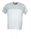 American Rag Men's Light Gray Horizontal Striped V-Neck T-Shirt