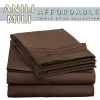 Anili Mili's Triple Stitch Embroidery Affordable 4 PC Bed Sheet Set - Full Size, Chocolate Brown