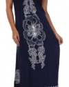 Sakkas Women's Batik Flower Smocked Bodice Long Maxi Dress