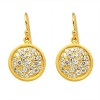 CleverEve Designer Series Gold Plated Satin Circular Drop White CZ Earrings