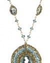 Dana Kellin Apatite and Aqua Quartz with 14K Gold-filled Accents Medallion Pendant Necklace