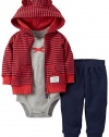 Carter's Baby Boys' 3 Piece Eared Cardigan Set (Baby) - Red - 24 Months