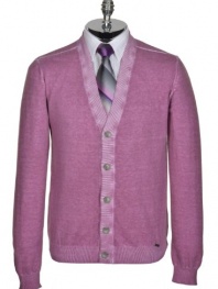 Calvin Klein Purple Button-Up Cardigan Sweater with Hem Logo