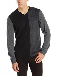 Calvin Klein Sportswear Men's Cotton Modal Color-Block V-neck Sweater