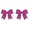 Fashion Crystal Pave Bow Ribbon Stud Earrings Fuschia