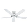 Hunter Fan Company 53125 Bridgeport 52-Inch ETL Damp Listed Ceiling Fan with Five White Plastic Blades, White