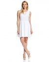 NY Collection Women's Petite Sleeveless Fit and Flare Dress, White, Petite/Large