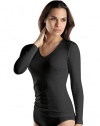 Hanro Woolen Silk Black V-Neck Long Sleeve Shirt