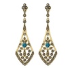 14k Gold, London Blue Topaz & Cognac Diamond Milgrain Teardrop Earrings (0.92ctw)