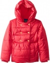 Nautica Big Girls'  Double Breasted Puff Coat, Med Pink, 12