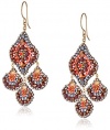 Miguel Ases Soft Pink Pyrite and Swarovski Small Chandelier Drop Earrings